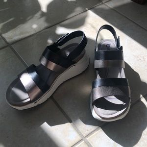 Bionica leather comfort platform sandals